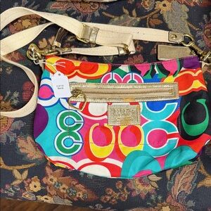 Coach Vibrant Multicolor Crossbody Bag with Gold Details